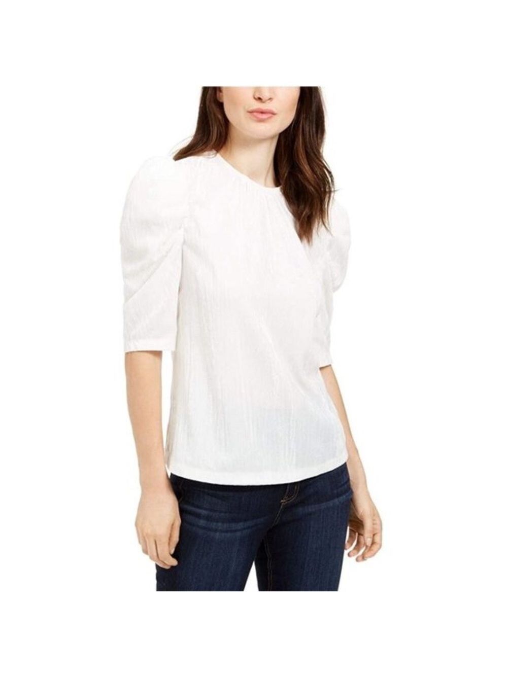 Leyden Crushed Velvet Puff-Sleeve Top